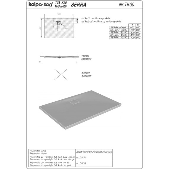 Поддон акриловый Kolpa-San Serra 140x90 см - фото 3