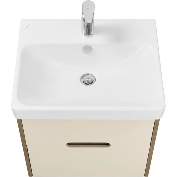 Тумба подвесная с раковиной Акватон Оливия 55 см 1A254201OLVG0, бежевый/дуб веллингтон - фото 5