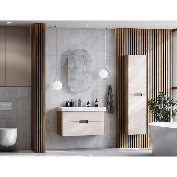 Пенал подвесной Акватон Оливия 40 см 1A254603OLVG0, бежевый/дуб веллингтон - фото 5