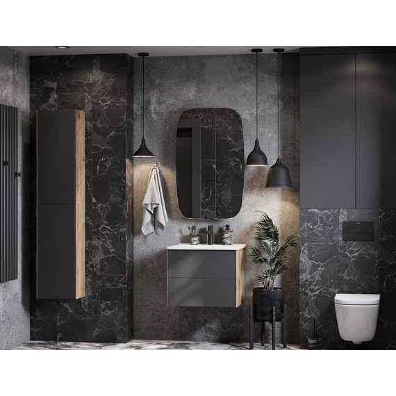 Зеркало-шкаф Акватон Сохо 60 см 1A258302AJA0L, графит - фото 7