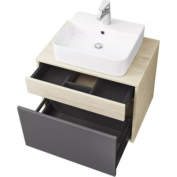 Тумба подвесная со столешницей Акватон Лофт Урбан 65 см 1A254001LQX60, дуб орегон/серый графит - фото 12