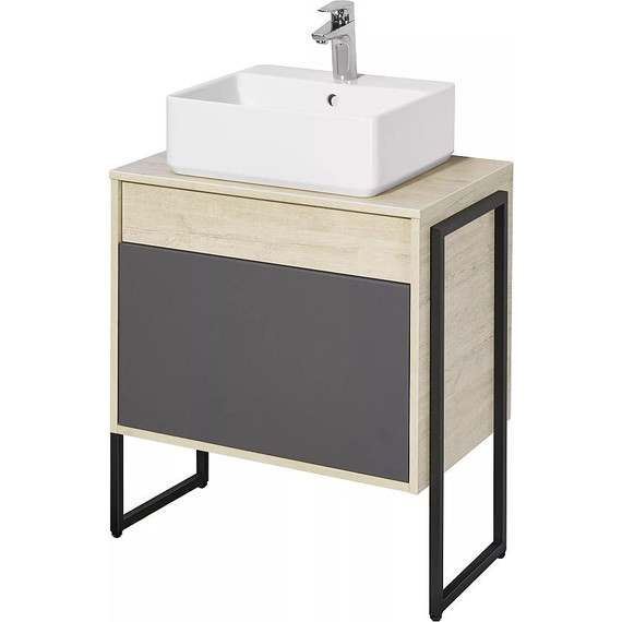 Тумба подвесная со столешницей Акватон Лофт Урбан 65 см 1A254001LQX60, дуб орегон/серый графит - фото 15