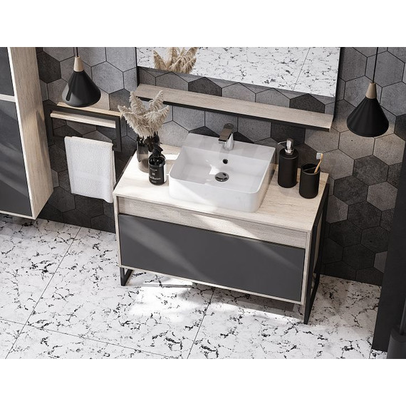 Тумба подвесная со столешницей Акватон Лофт Урбан 100 см 1A247701LQX60, дуб орегон/серый графит - фото 21