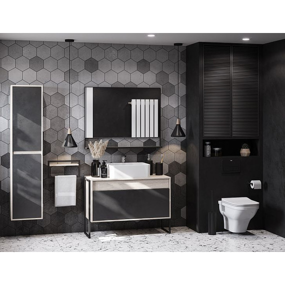 Тумба подвесная со столешницей Акватон Лофт Урбан 100 см 1A247701LQX60, дуб орегон/серый графит - фото 20