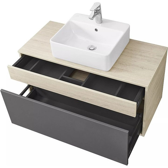 Тумба подвесная со столешницей Акватон Лофт Урбан 100 см 1A247701LQX60, дуб орегон/серый графит - фото 11