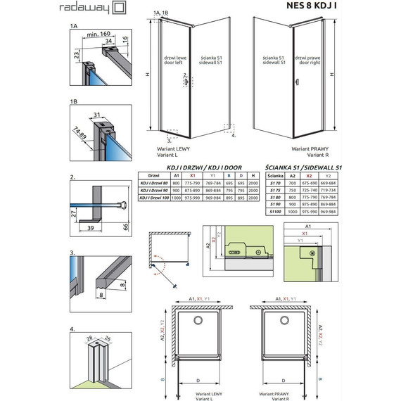 Душевое ограждение Radaway Nes 8 KDJ I 80x70 см R (стекло 8 мм), хром/прозрачное - фото 8