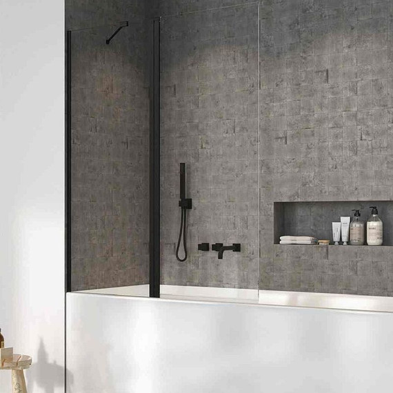 Шторка для ванны Radaway Nes 8 Black PND II 120 см 10088120-54-01L (стекло 8 мм), черный/прозрачное - фото 