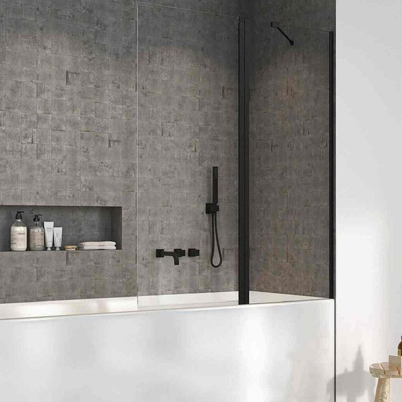 Шторка для ванны Radaway Nes 8 Black PND II 100 см 10088100-54-01R (стекло 8 мм), черный/прозрачное - фото 