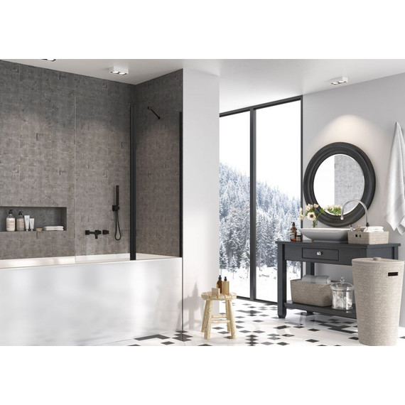 Шторка для ванны Radaway Nes 8 Black PND II 120 см 10088120-54-01R (стекло 8 мм), черный/прозрачное - фото 2