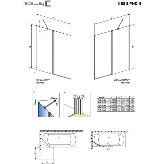 Шторка для ванны Radaway Nes 8 Black PND II 120 см 10088120-54-01R (стекло 8 мм), черный/прозрачное - фото 4