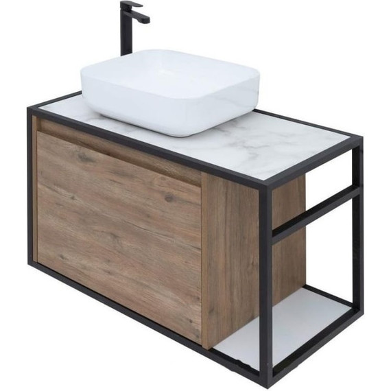 Тумба подвесная со столешницей Aquanet Nova Lite Loft 75 см 261658, дуб рустикальный L - фото 4