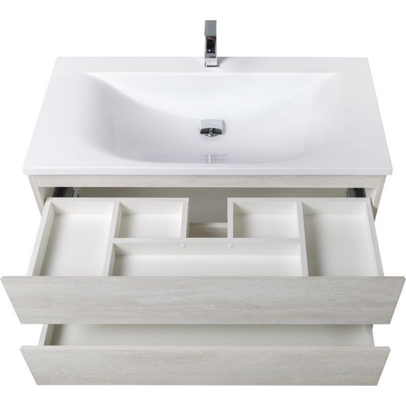 Тумба подвесная с раковиной Cezares MOLVENO-100-2C-SO-LB 100 см, Legno Bianco - фото 3