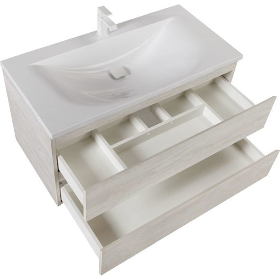 Тумба подвесная с раковиной Cezares MOLVENO-100-2C-SO-LB 100 см, Legno Bianco - фото 4