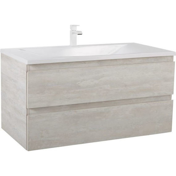 Тумба подвесная с раковиной Cezares MOLVENO-100-2C-SO-LB 100 см, Legno Bianco - фото 2