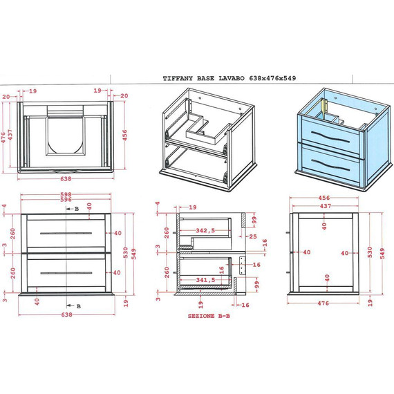Тумба подвесная с раковиной Cezares Tiffany 60 см 54945, Bianco opaco - фото 9