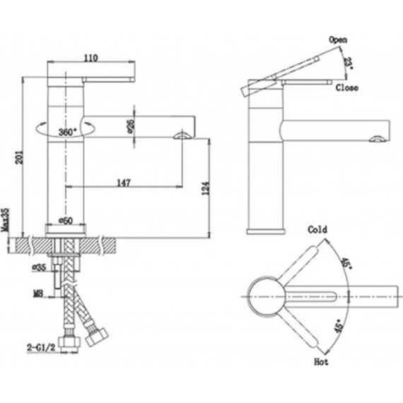 Смеситель для раковины Bravat F1410445BW-RUS, черный - фото 2