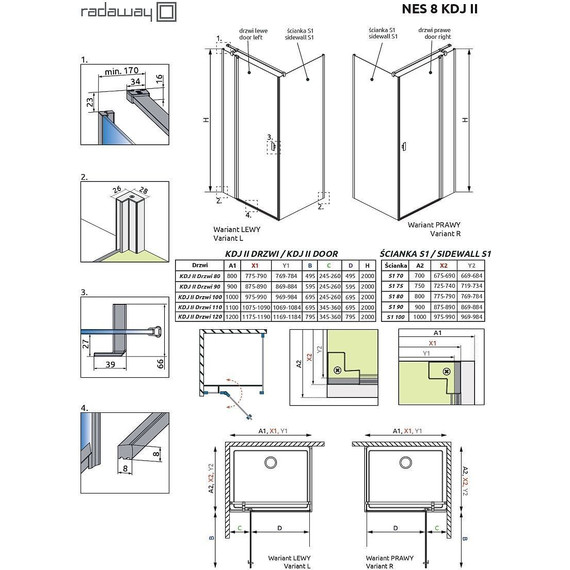 Душевое ограждение Radaway Nes 8 KDJ II 90x75 см L (стекло 8 мм), хром/прозрачное - фото 9