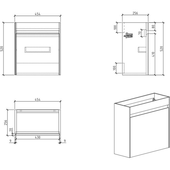 Тумба подвесная с раковиной BelBagno 46 см PIETRA MINI-460-1A-SO-SCM-L, цемент - фото 5