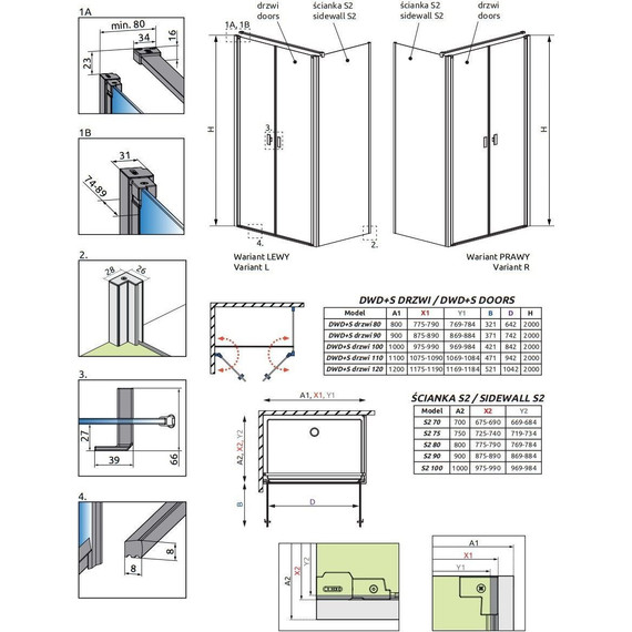 Душевое ограждение Radaway Nes 8 Black DWD+S 110x70 см (стекло 8 мм), черный/прозрачное - фото 6