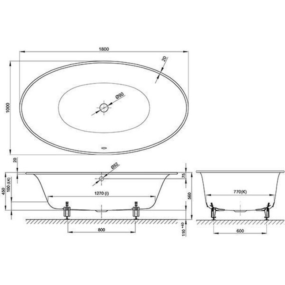 Ванна cтальная Bette Eve Oval 180х100 см 6043-000 PLUS - фото 4