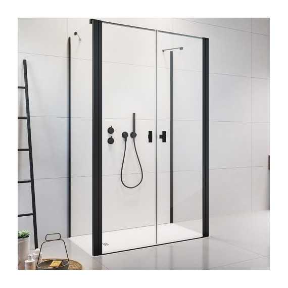 Душевое ограждение Radaway Nes 8 Black DWD+2S 120x75 см (стекло 8 мм), черный/прозрачное - фото 