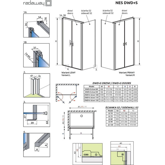 Душевое ограждение Radaway Nes Black DWD+S 110x70 см, черный/прозрачное - фото 6