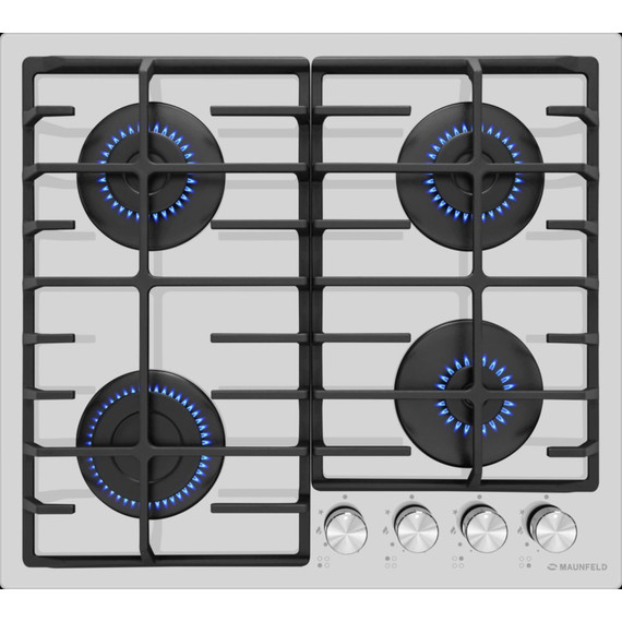 Газовая варочная поверхность Maunfeld EGHG.64.6CW/G (белое стекло) - фото 