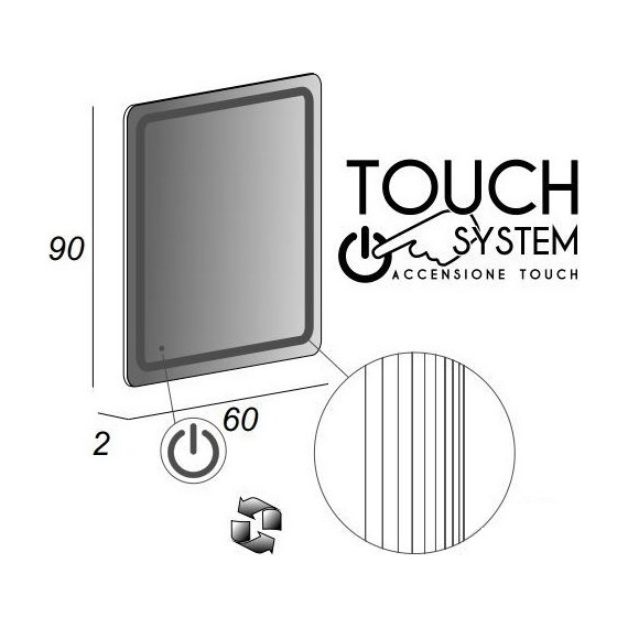 Зеркало Cezares Led 60 см 45028 - фото 2