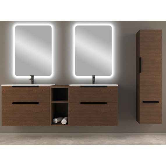 Тумба подвесная с раковиной Cezares Urban 60 см 55155, Frassino scuro - фото 4