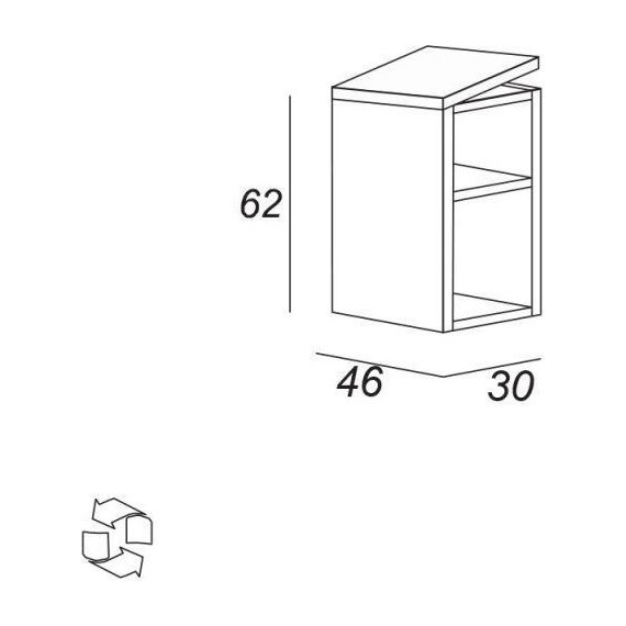 Тумба подвесная с раковиной Cezares Urban 60 см 55155, Frassino scuro - фото 6