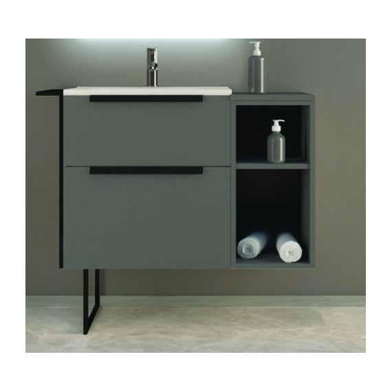 Тумба подвесная с раковиной Cezares Urban 75 см 55160, Grigio opaco - фото 