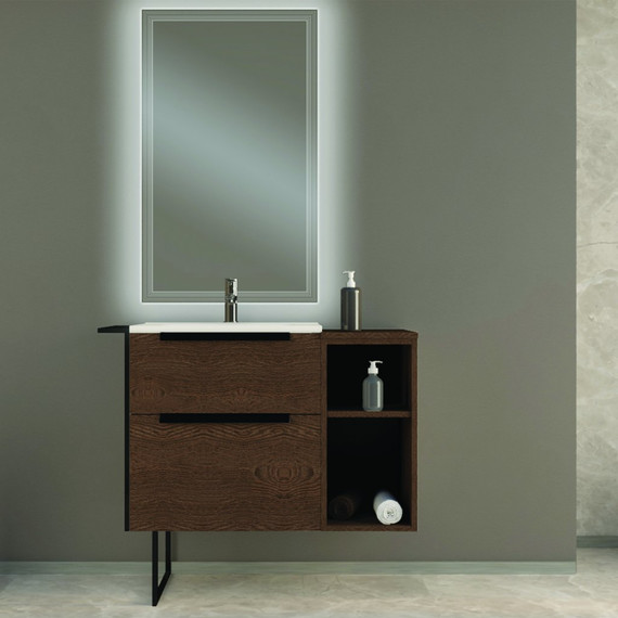 Тумба подвесная с раковиной Cezares Urban 60 см 55155, Frassino scuro - фото 2