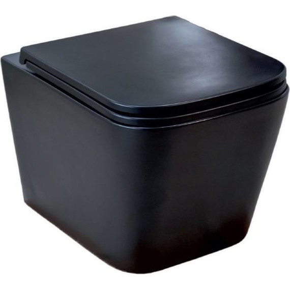 Унитаз подвесной безободковый Sole Cube 2 Black с крышкой микролифт, Цвет производителя: чёрный - фото 