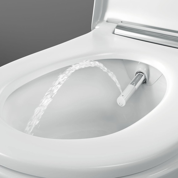 Унитаз-биде подвесной безободковый Geberit AquaClean Sela 146.224.21.1 с крышкой микролифт (панель - хром) - фото 4