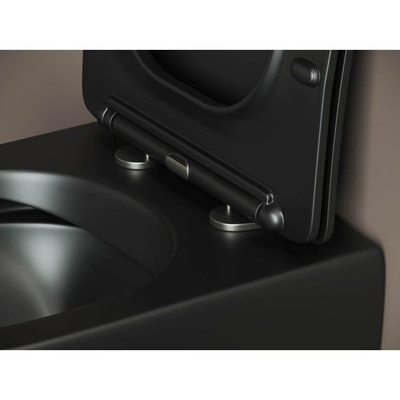 Унитаз подвесной Ceramicanova Metropol Rimless CN4002MB с тонкой крышкой микролифт, черный матовый, Цвет производителя: чёрный матовый - фото 3