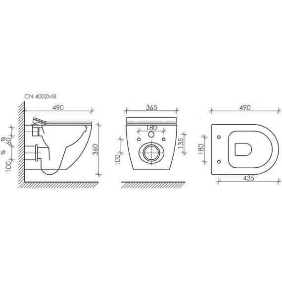 Унитаз подвесной Ceramicanova Metropol Rimless CN4002MB с тонкой крышкой микролифт, черный матовый, Цвет производителя: чёрный матовый - фото 15