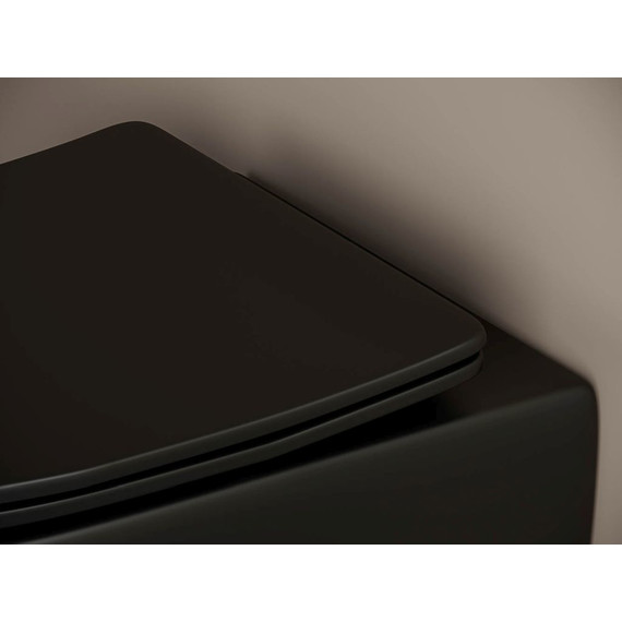 Унитаз подвесной Ceramicanova Metropol Rimless CN4002MB с тонкой крышкой микролифт, черный матовый, Цвет производителя: чёрный матовый - фото 5