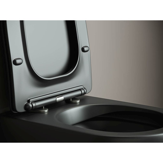 Унитаз подвесной Ceramicanova Metropol Rimless CN4002MB с тонкой крышкой микролифт, черный матовый, Цвет производителя: чёрный матовый - фото 6