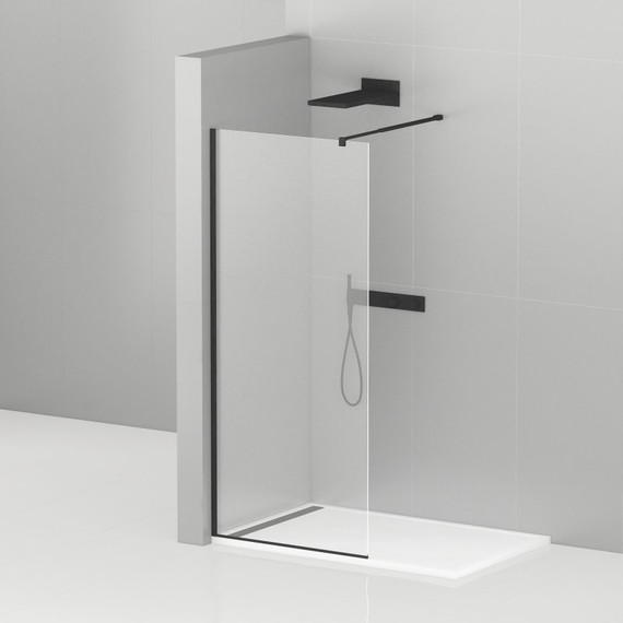 Душевая перегородка Cezares 140 см LIBERTA-L-1-140-C-NERO (телескопический кронштейн, стекло 8 мм) черный/прозрачное - фото 