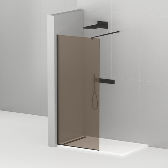 Душевая перегородка Cezares 80 см LIBERTA-L-1-80-BR-NERO (телескопический кронштейн, стекло 8 мм) черный/бронза - фото 