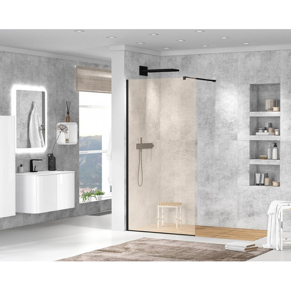 Душевая перегородка Cezares 120 см LIBERTA-L-1-120-BR-NERO (телескопический кронштейн, стекло 8 мм) черный/бронза - фото 2