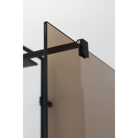 Душевая перегородка Cezares 100 см LIBERTA-L-1-100-BR-NERO (телескопический кронштейн, стекло 8 мм) черный/бронза - фото 4