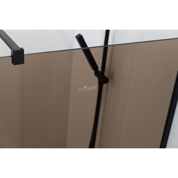 Душевая перегородка Cezares 120 см LIBERTA-L-1-120-BR-NERO (телескопический кронштейн, стекло 8 мм) черный/бронза - фото 5