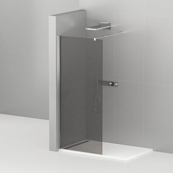 Душевая перегородка Cezares 90 см LIBERTA-L-1-90-GR-Cr (телескопический кронштейн, стекло 8 мм) хром/тонированное - фото 