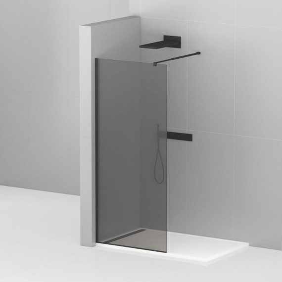 Душевая перегородка Cezares 100 см LIBERTA-L-1-100-GR-NERO (телескопический кронштейн, стекло 8 мм) черный/тонированное - фото 