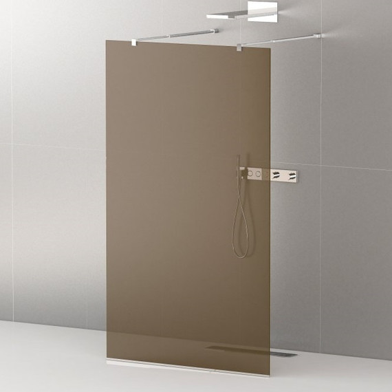 Душевая перегородка Cezares 80 см LIBERTA-L-2-80-BR-Cr (телескопические кронштейны, стекло 8 мм) хром/бронза - фото 