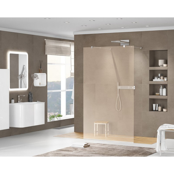 Душевая перегородка Cezares 100 см LIBERTA-L-2-100-BR-Cr (телескопические кронштейны, стекло 8 мм) хром/бронза - фото 2