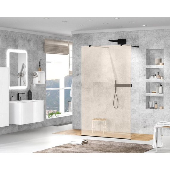 Душевая перегородка Cezares 120 см LIBERTA-L-2-120-BR-NERO (телескопические кронштейны, стекло 8 мм) черный/бронза - фото 2