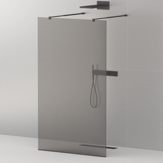 Душевая перегородка Cezares 120 см LIBERTA-L-2-120-GR-NERO (телескопические кронштейны, стекло 8 мм) черный/тонированное - фото 