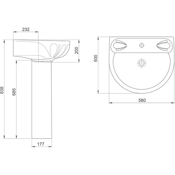 Раковина подвесная Santeri Лотос 58 см 1.3110.6.S00.10B.0 - фото 4